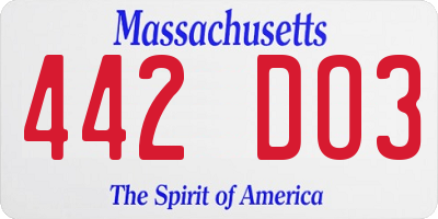 MA license plate 442DO3
