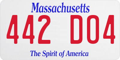 MA license plate 442DO4