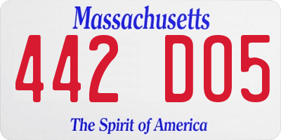 MA license plate 442DO5
