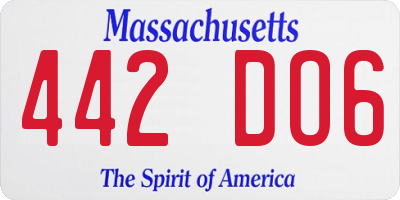 MA license plate 442DO6