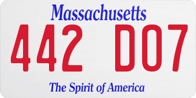 MA license plate 442DO7