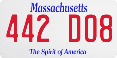 MA license plate 442DO8