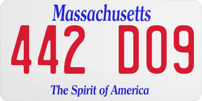 MA license plate 442DO9