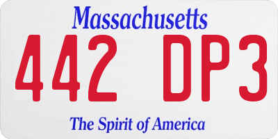 MA license plate 442DP3