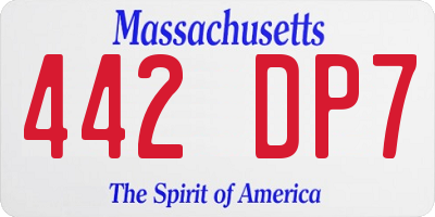 MA license plate 442DP7