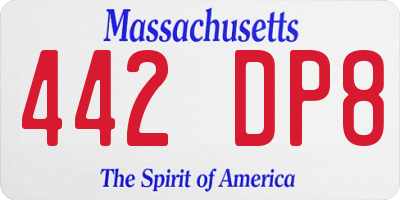MA license plate 442DP8