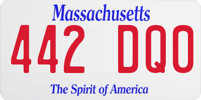 MA license plate 442DQ0