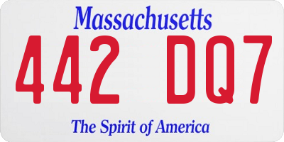 MA license plate 442DQ7