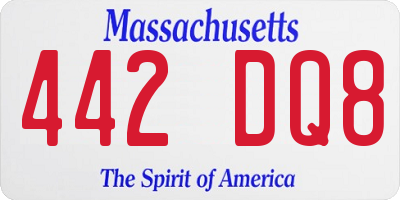 MA license plate 442DQ8