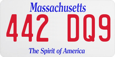 MA license plate 442DQ9
