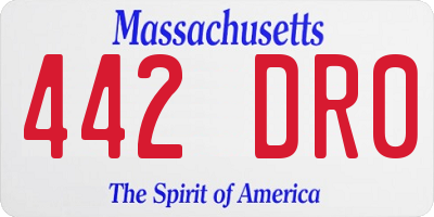 MA license plate 442DR0