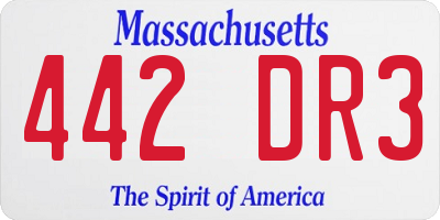 MA license plate 442DR3