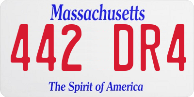 MA license plate 442DR4