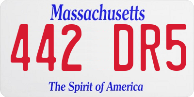 MA license plate 442DR5