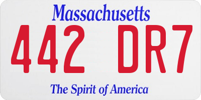 MA license plate 442DR7