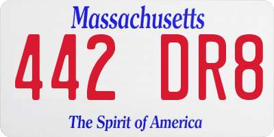 MA license plate 442DR8