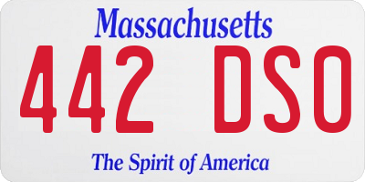 MA license plate 442DS0