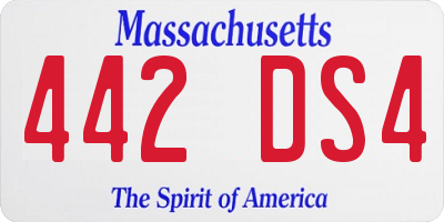 MA license plate 442DS4