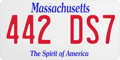 MA license plate 442DS7