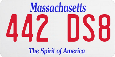MA license plate 442DS8