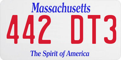 MA license plate 442DT3