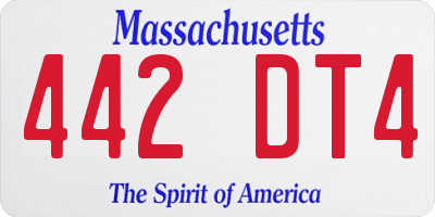 MA license plate 442DT4