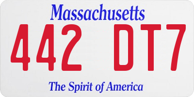 MA license plate 442DT7