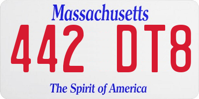MA license plate 442DT8