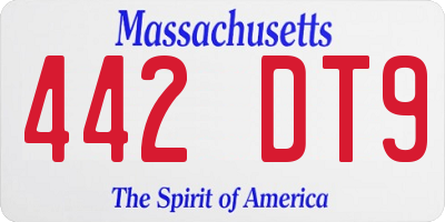 MA license plate 442DT9