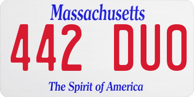 MA license plate 442DU0