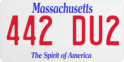MA license plate 442DU2