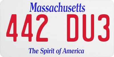 MA license plate 442DU3