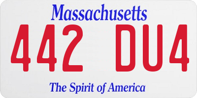 MA license plate 442DU4