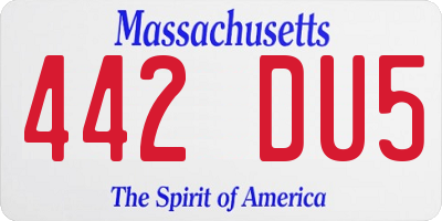 MA license plate 442DU5