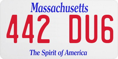MA license plate 442DU6