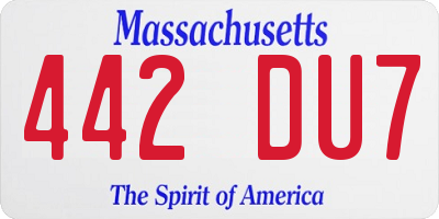 MA license plate 442DU7