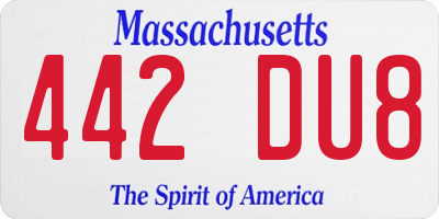 MA license plate 442DU8