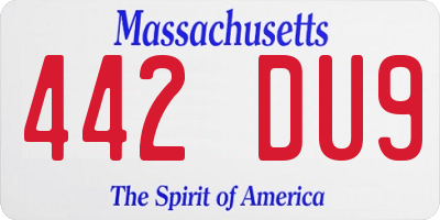 MA license plate 442DU9