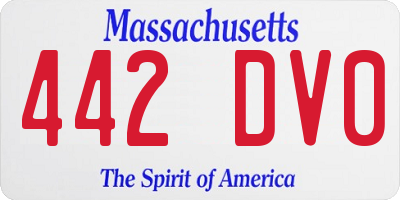 MA license plate 442DV0
