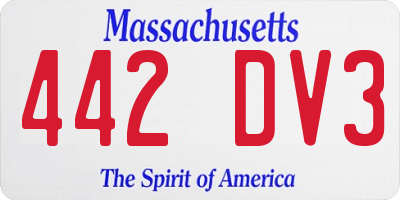 MA license plate 442DV3