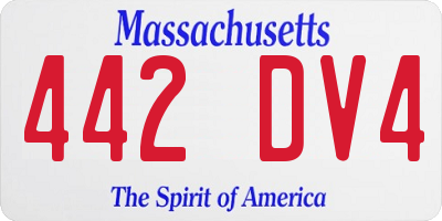 MA license plate 442DV4