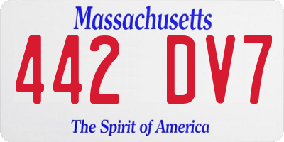 MA license plate 442DV7
