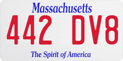 MA license plate 442DV8