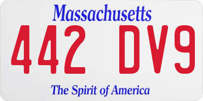 MA license plate 442DV9