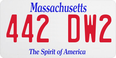 MA license plate 442DW2