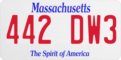 MA license plate 442DW3