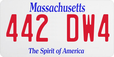 MA license plate 442DW4