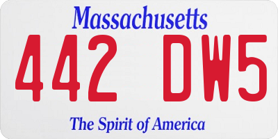 MA license plate 442DW5
