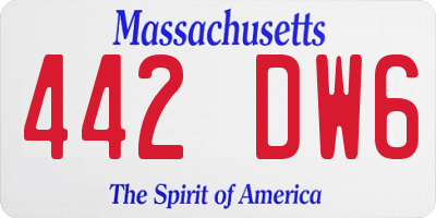 MA license plate 442DW6