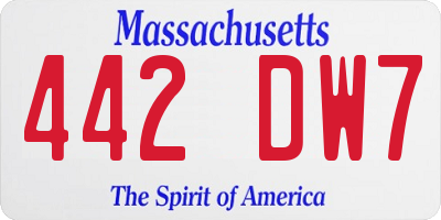 MA license plate 442DW7